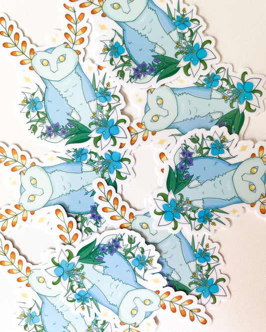 Glowing Owl Spirit Waterproof Die Cut Sticker