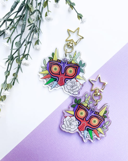 Falling Moon Mask Keychain