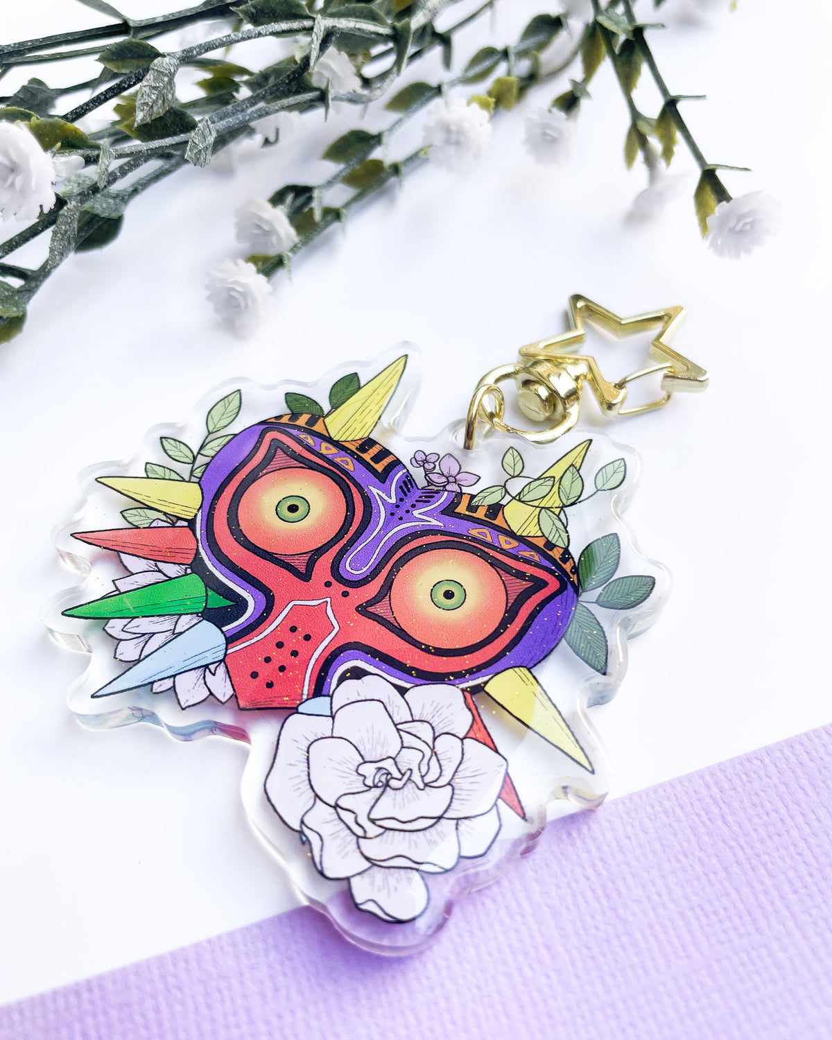 Falling Moon Mask Keychain