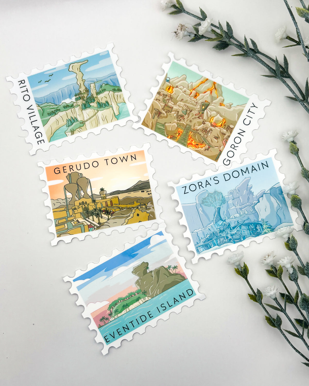 Bird Village Postage Stamp Waterproof Die Cut Sticker