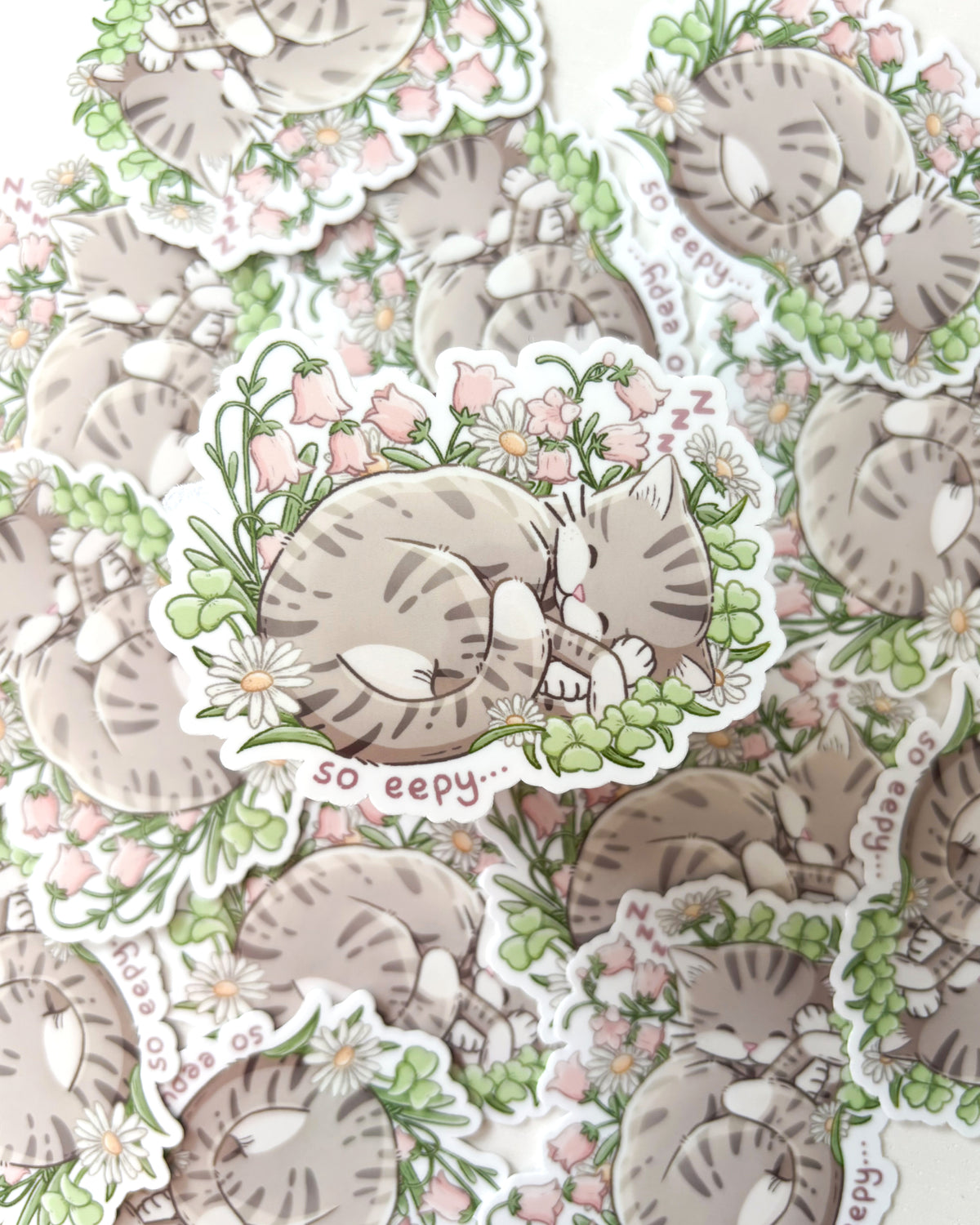 Eepy Kitty Waterproof Die Cut Sticker