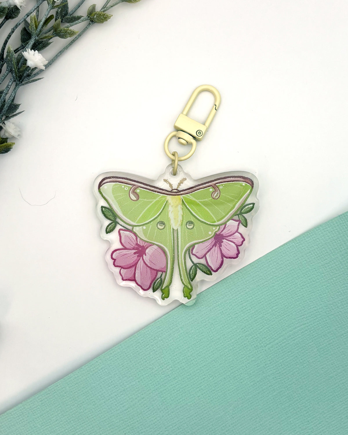 Luna Moth Keychain