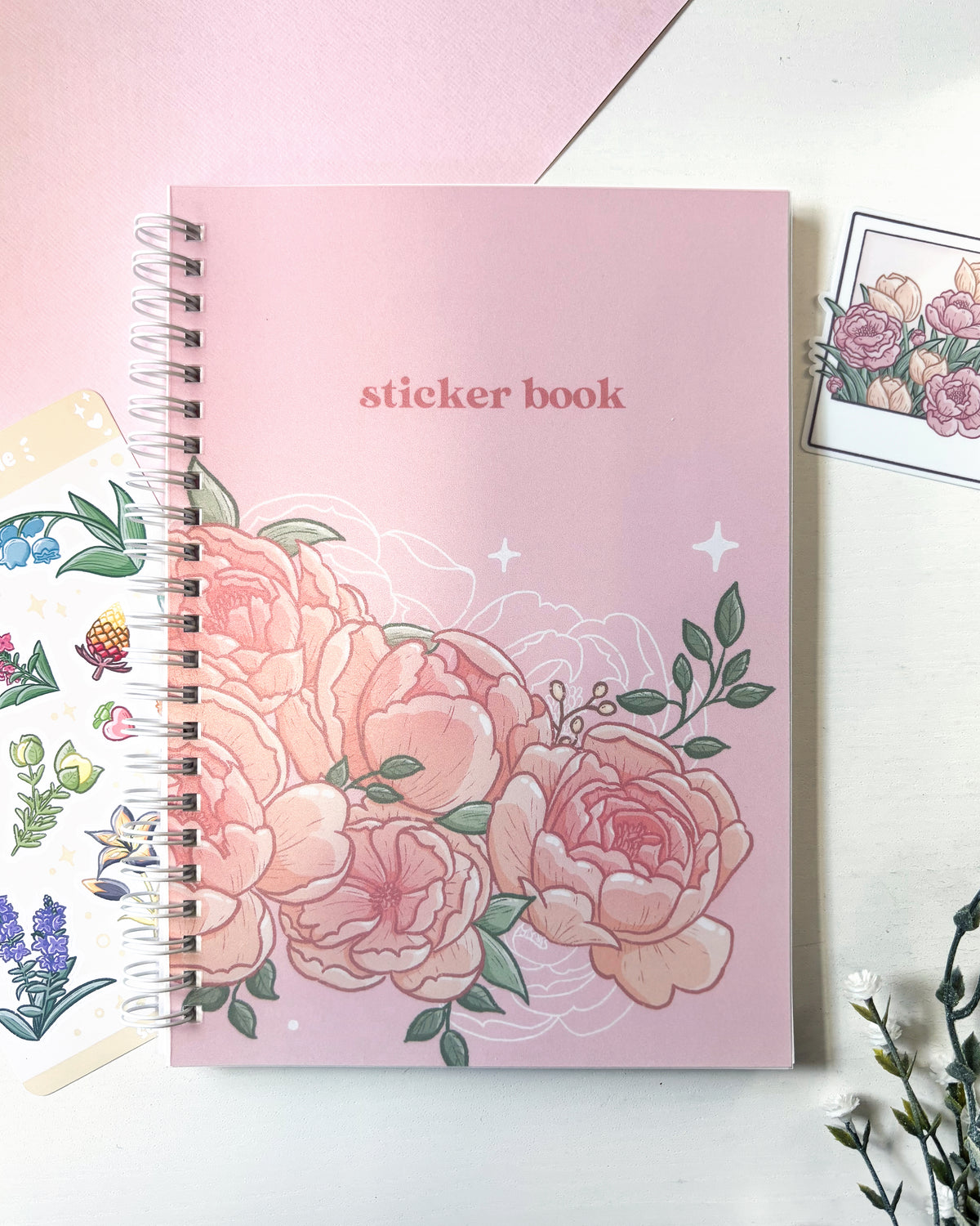 Buku Pelekat Boleh Diguna Semula Peony Pastel
