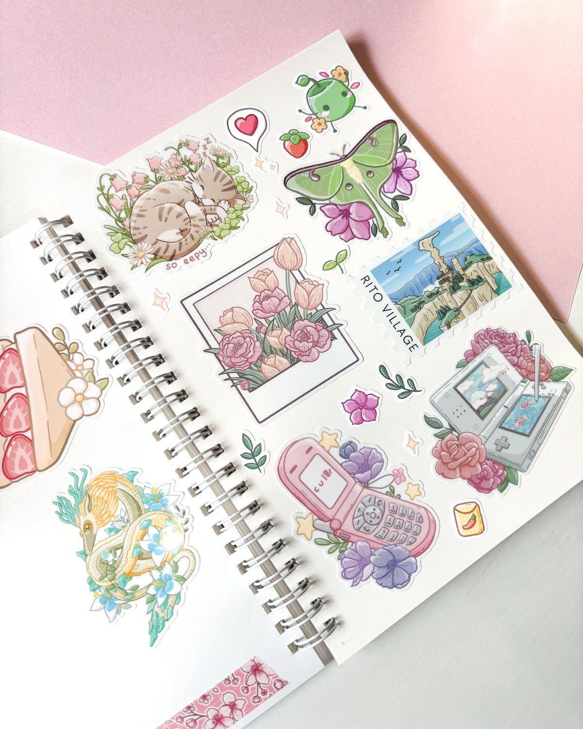 Buku Pelekat Boleh Diguna Semula Peony Pastel