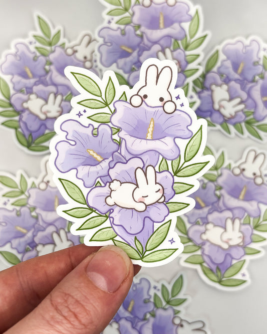 Jacaranda Bunnies Waterproof Die-Cut Sticker