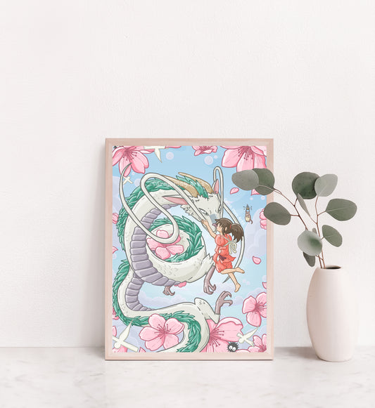 Sakura Spirit Dragon Print