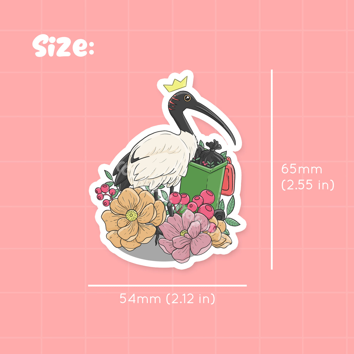 Bin Chicken / Australian Ibis Waterproof Die Cut Sticker