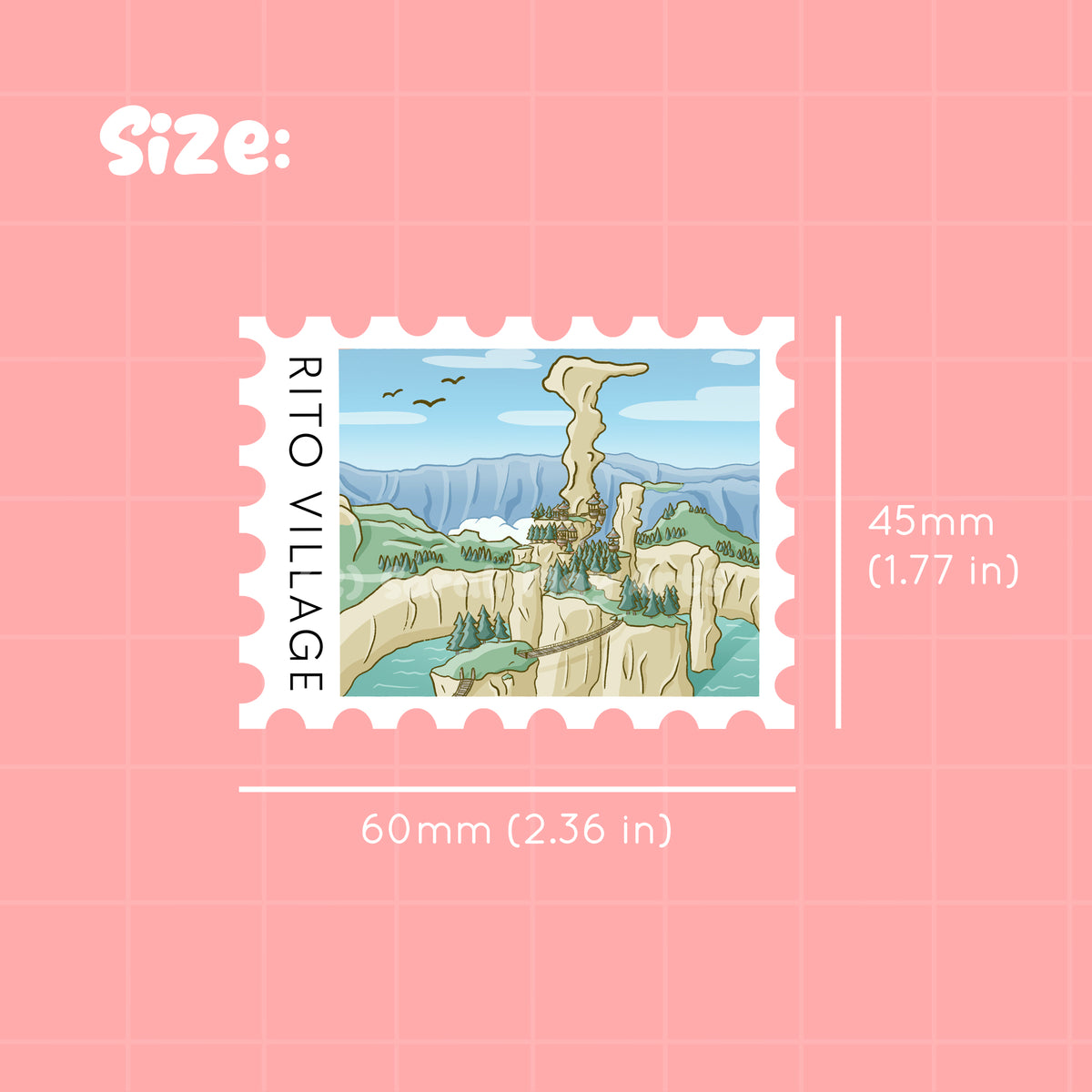 Bird Village Postage Stamp Waterproof Die Cut Sticker