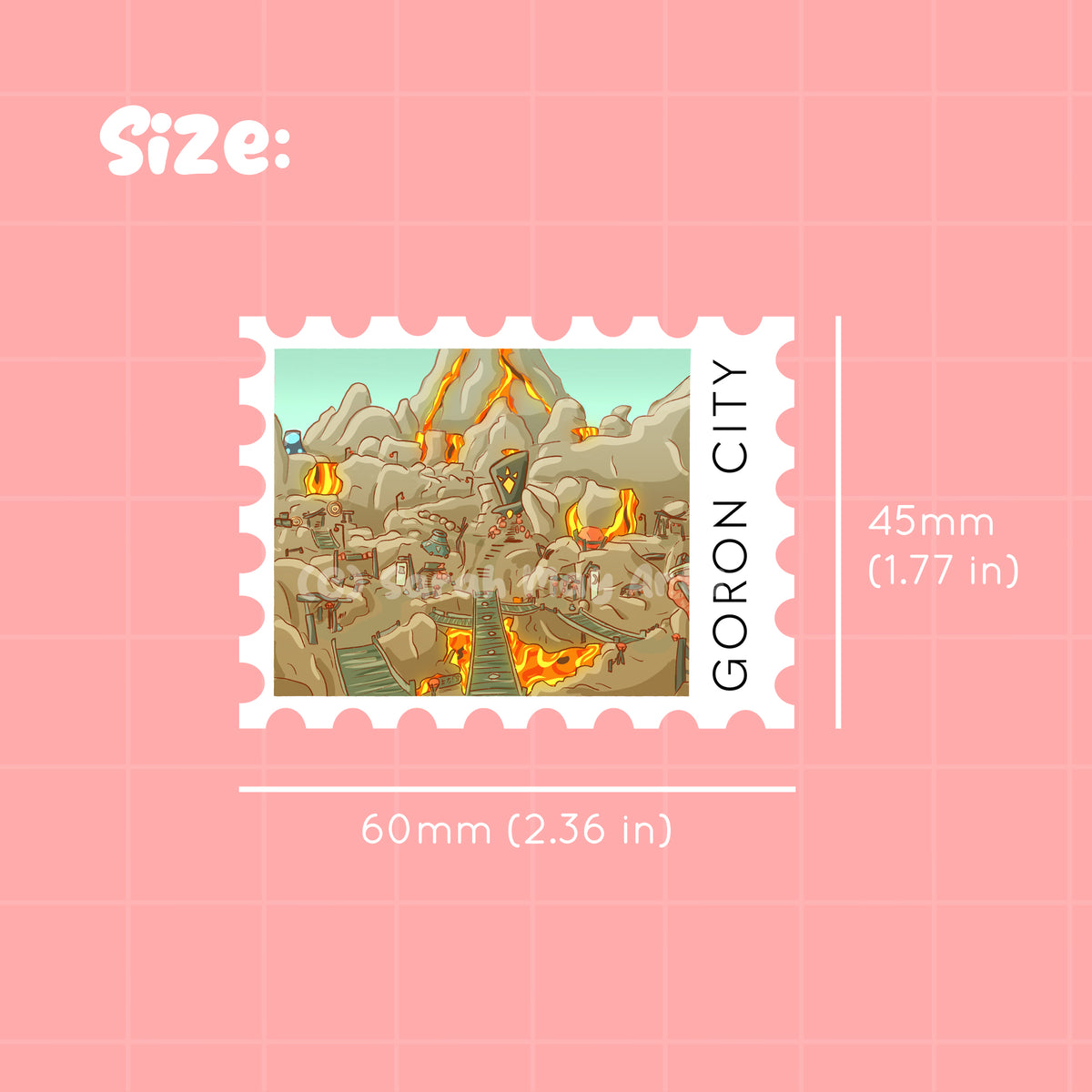 Volcanic City Postage Stamp Waterproof Die Cut Sticker