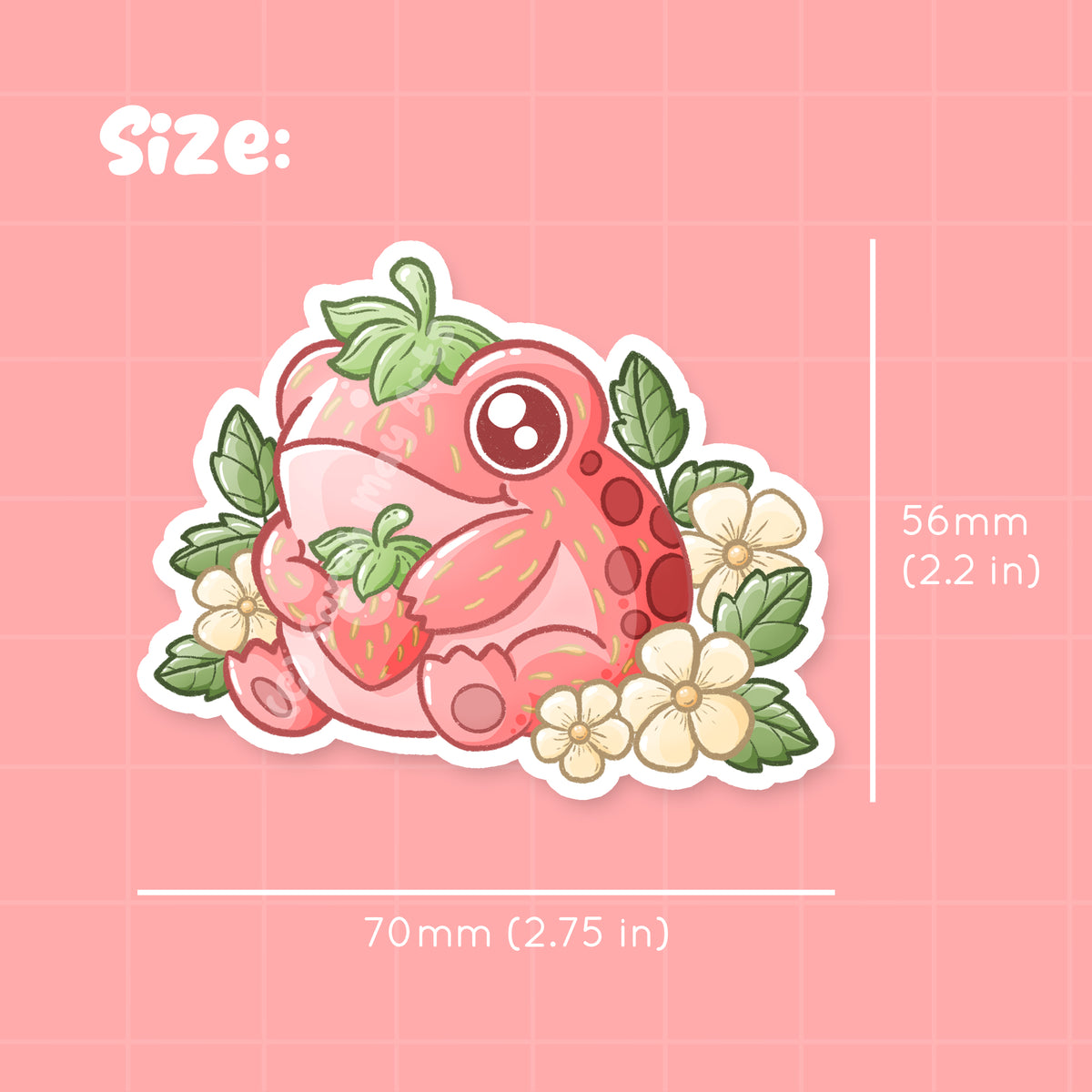 Strawberry Frog Waterproof Die Cut Sticker