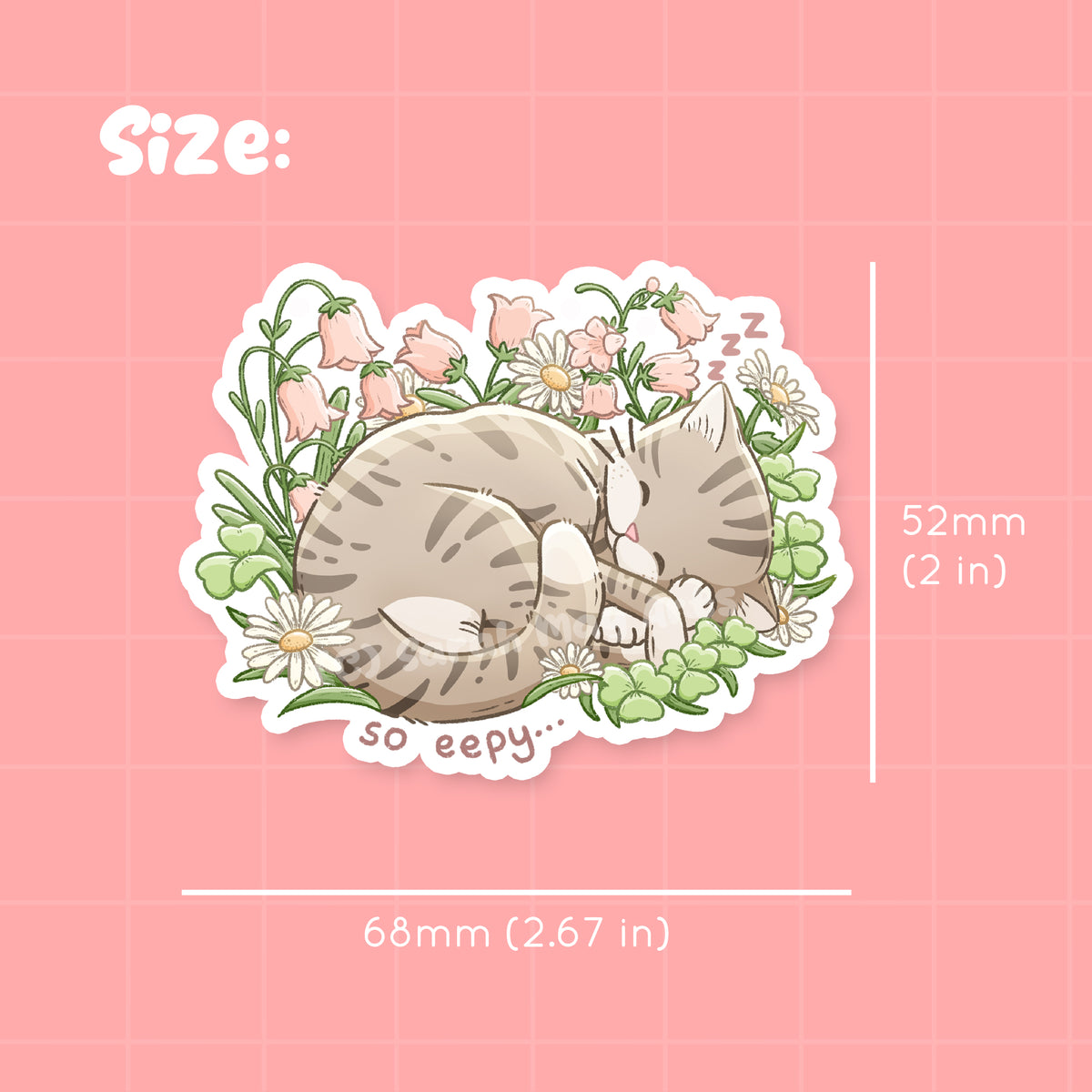 Eepy Kitty Waterproof Die Cut Sticker