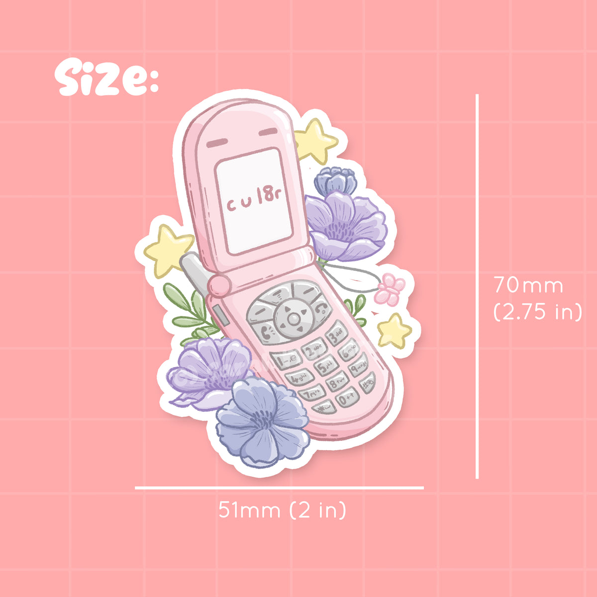 Flip Phone Waterproof Die Cut Sticker