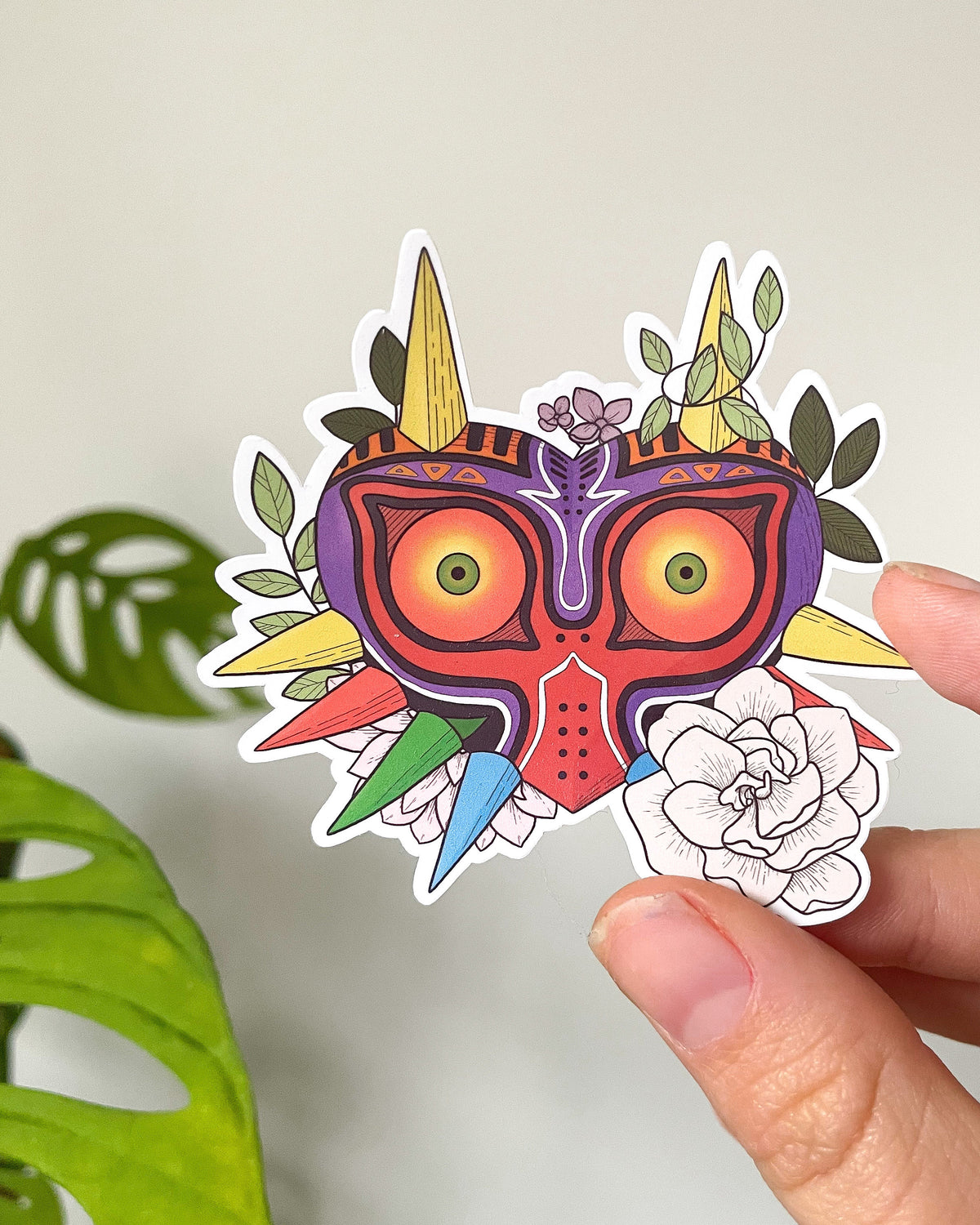 Falling Moon Mask Waterproof Die Cut Sticker
