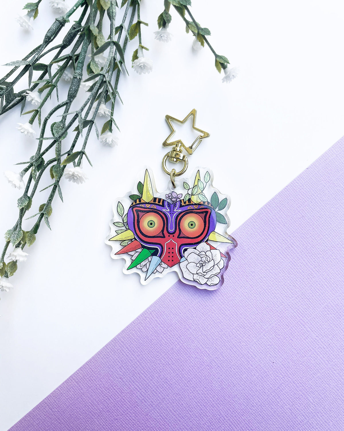 Falling Moon Mask Keychain