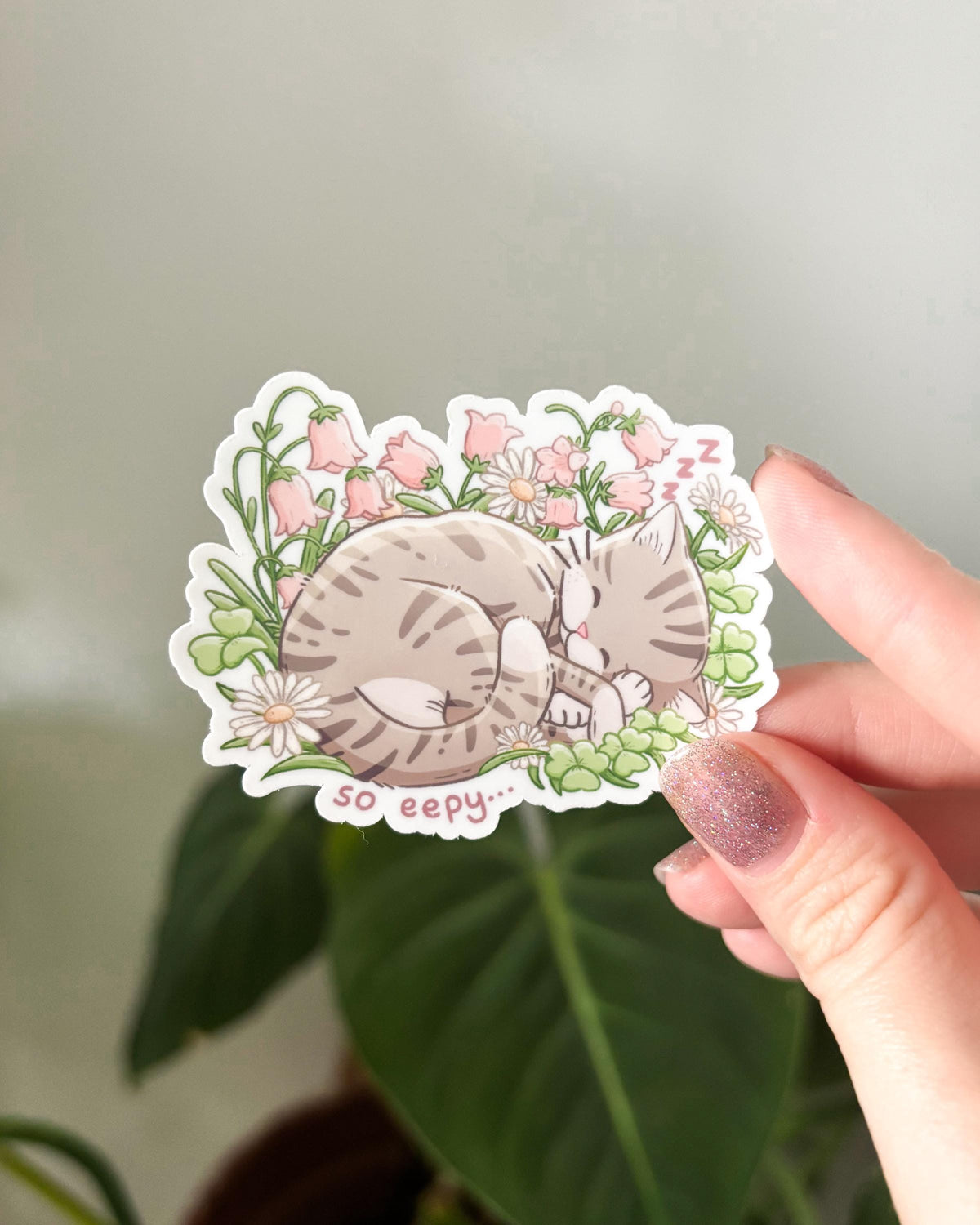 Eepy Kitty Waterproof Die Cut Sticker
