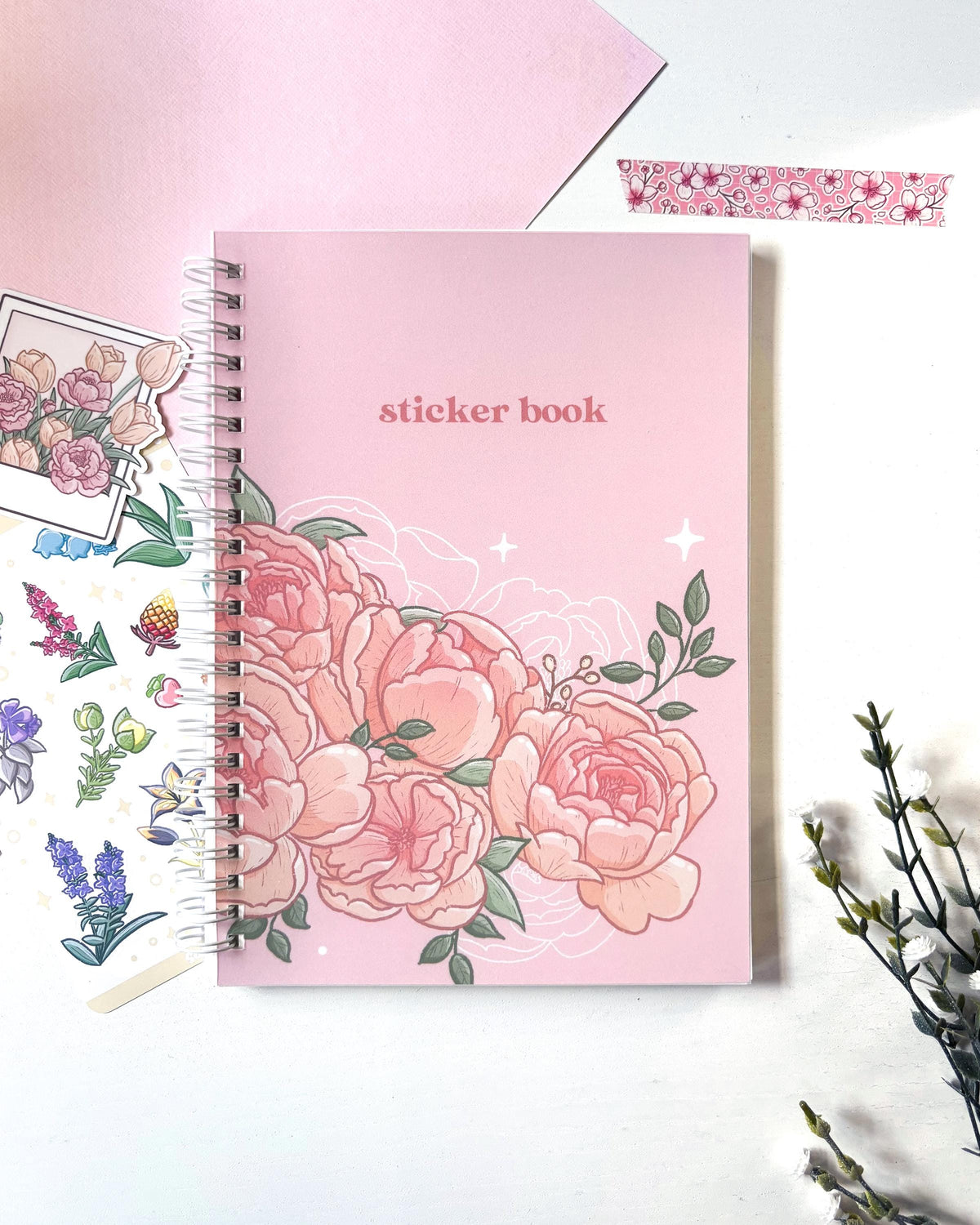 Buku Pelekat Boleh Diguna Semula Peony Pastel