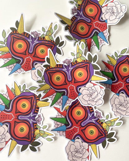 Falling Moon Mask Waterproof Die Cut Sticker