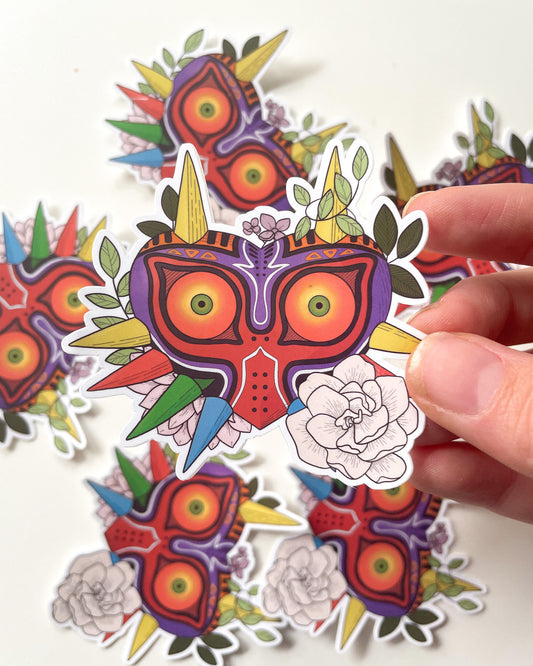 Falling Moon Mask Waterproof Die Cut Sticker