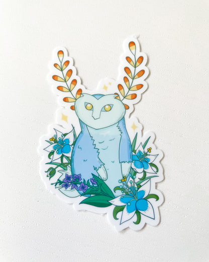 Glowing Owl Spirit Waterproof Die Cut Sticker