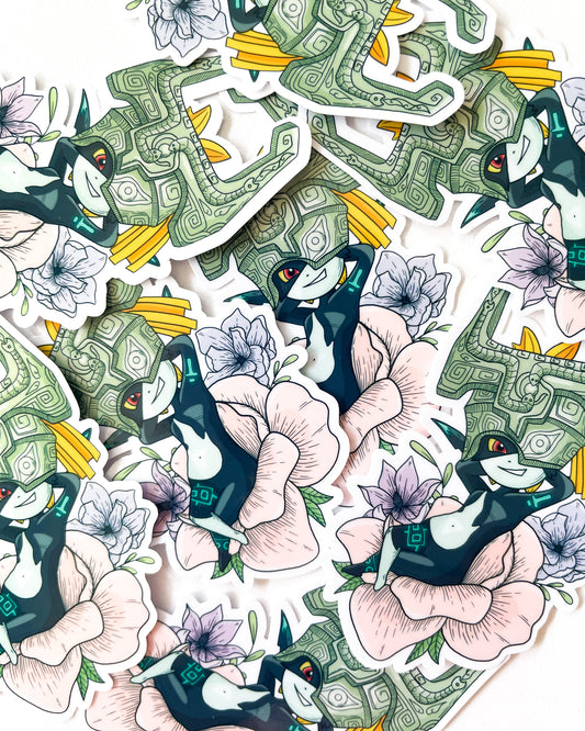 Twilight Imp Floral Waterproof Die Cut Sticker