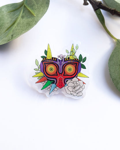 Falling Moon Mask Acrylic Pin