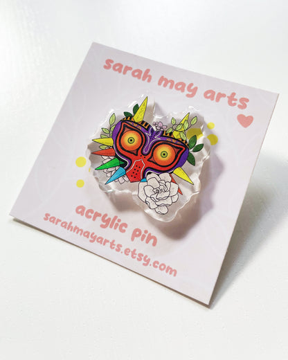 Falling Moon Mask Acrylic Pin