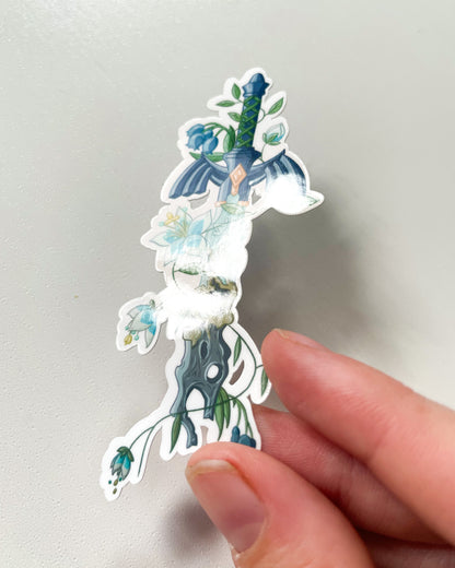 Decayed Hero's Sword Waterproof Die Cut Sticker