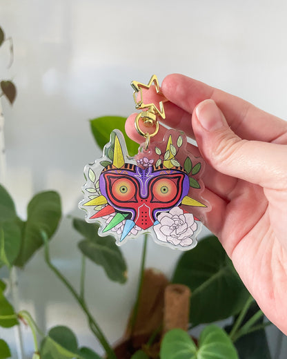 Falling Moon Mask Keychain