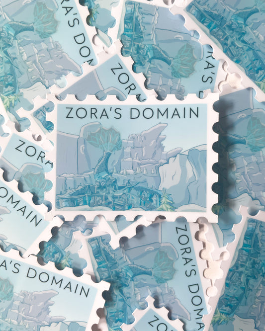 Water Kingdom Postage Stamp Waterproof Die Cut Sticker