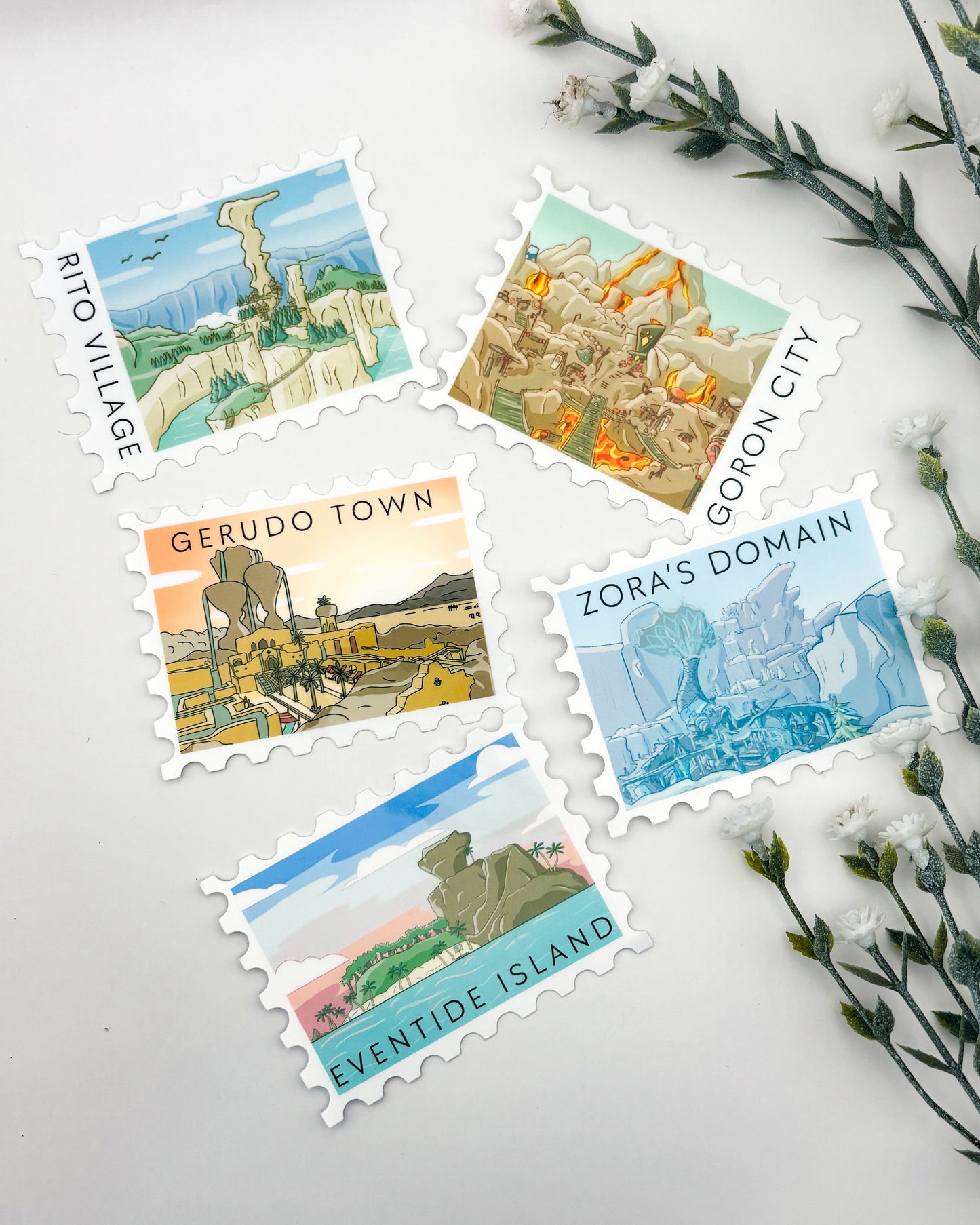 Desert Town Postage Stamp Waterproof Die Cut Sticker