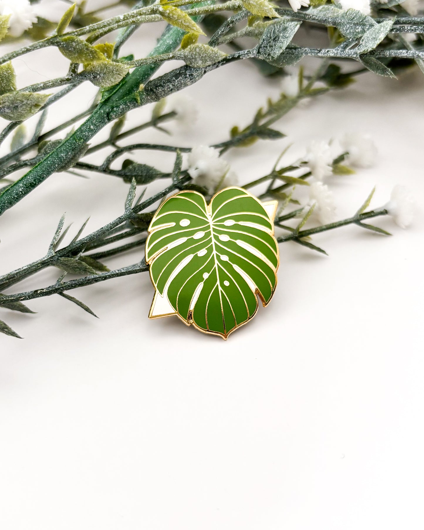 龟背竹珐琅胸针