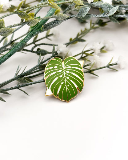 龟背竹珐琅胸针