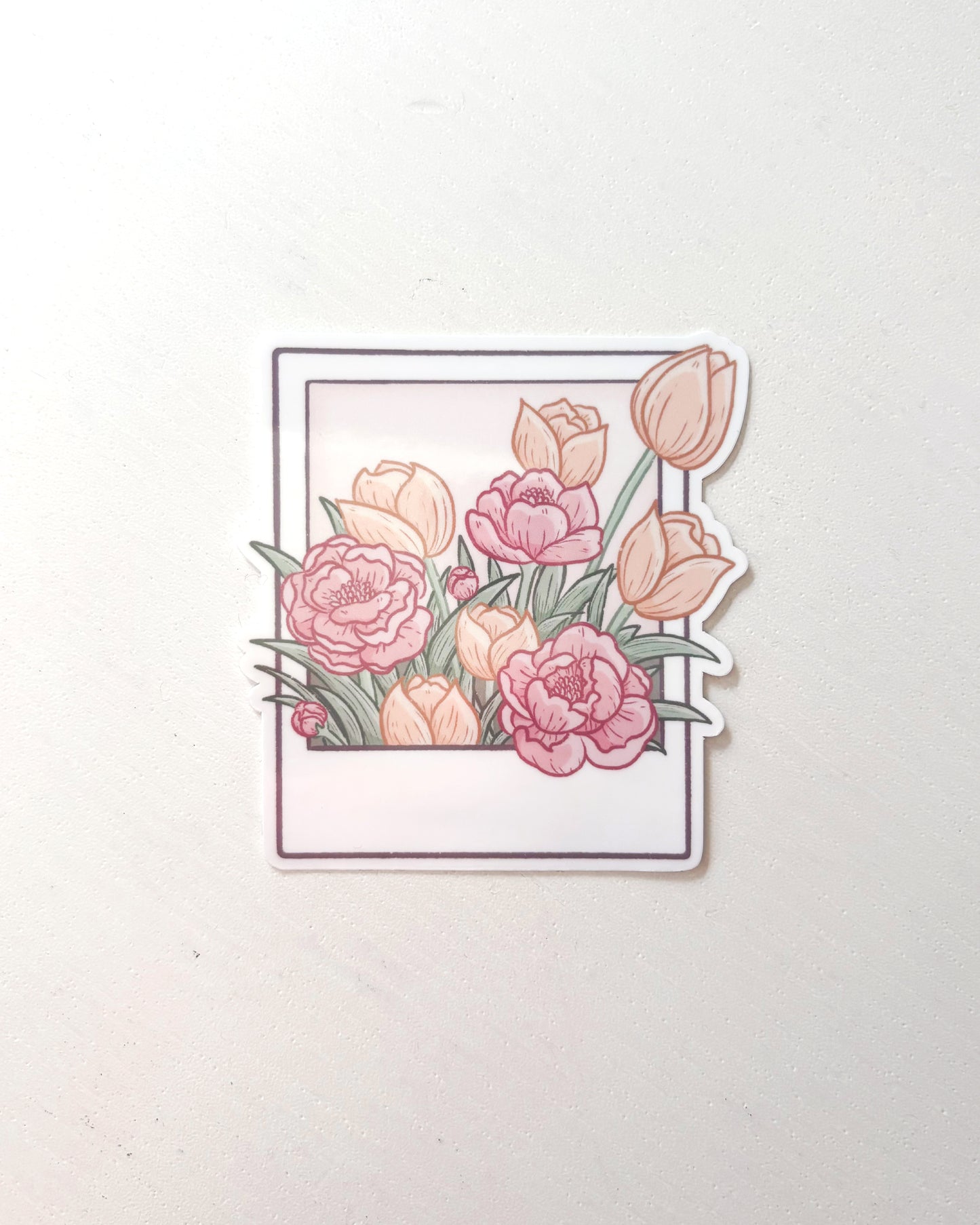 Floral Polaroid Waterproof Die-Cut Sticker