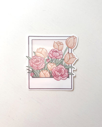Floral Polaroid Waterproof Die-Cut Sticker