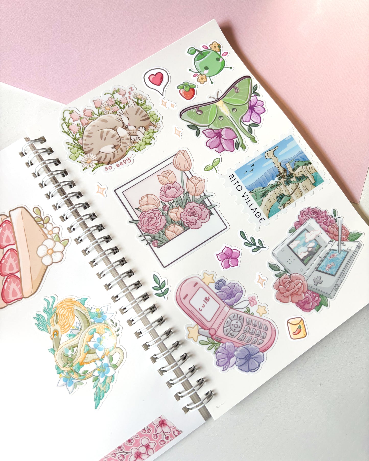 Buku Pelekat Boleh Diguna Semula Peony Pastel