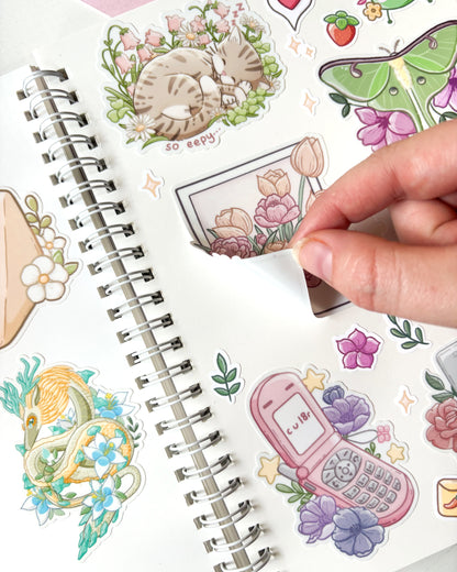 Buku Pelekat Boleh Diguna Semula Peony Pastel