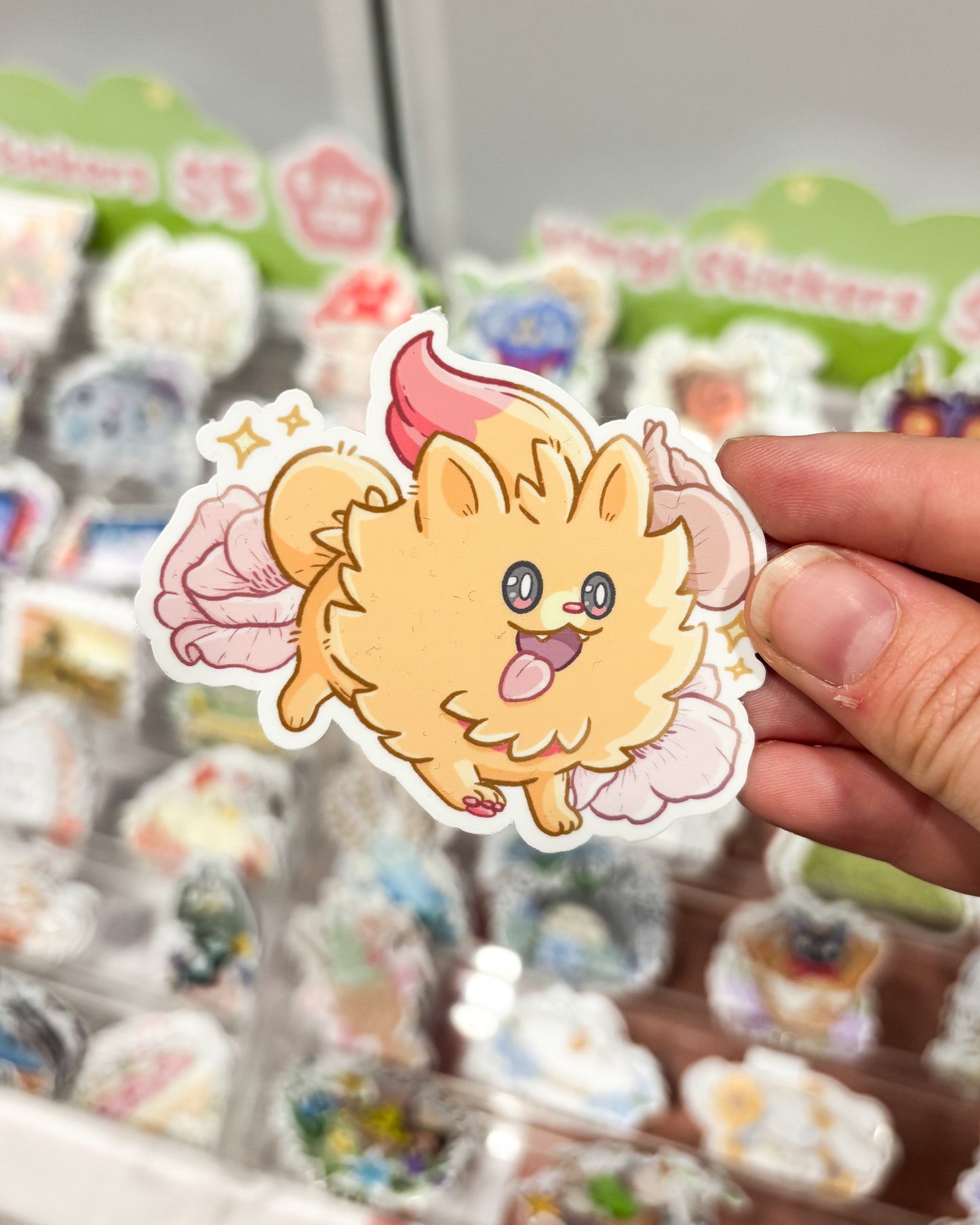 Fire Pomeranian Waterproof Die Cut Sticker