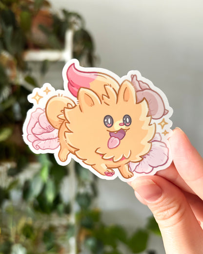 Fire Pomeranian Waterproof Die Cut Sticker