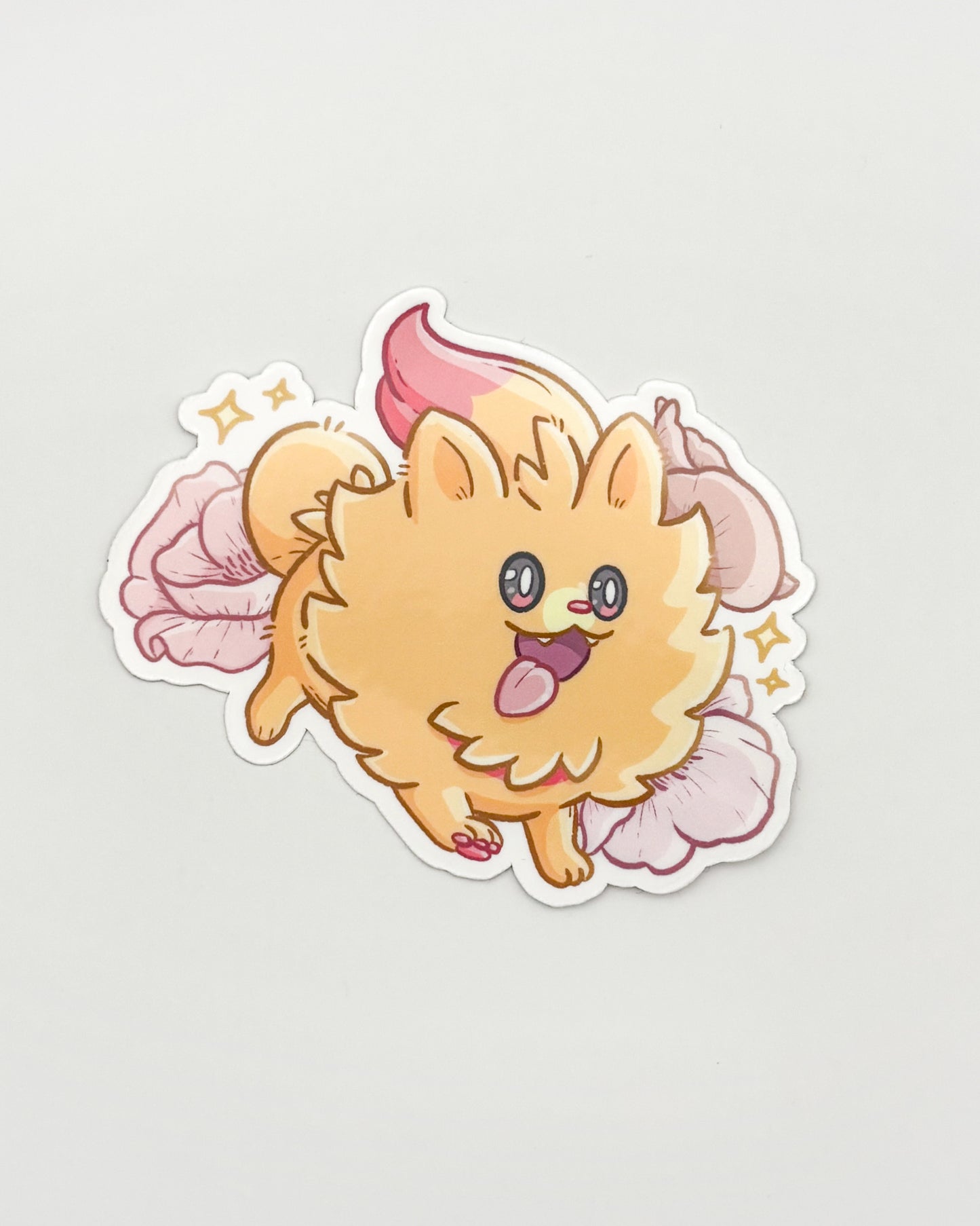 Fire Pomeranian Waterproof Die Cut Sticker