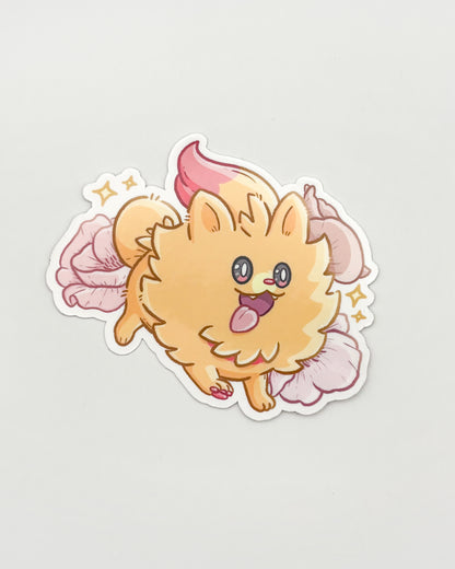 Fire Pomeranian Waterproof Die Cut Sticker