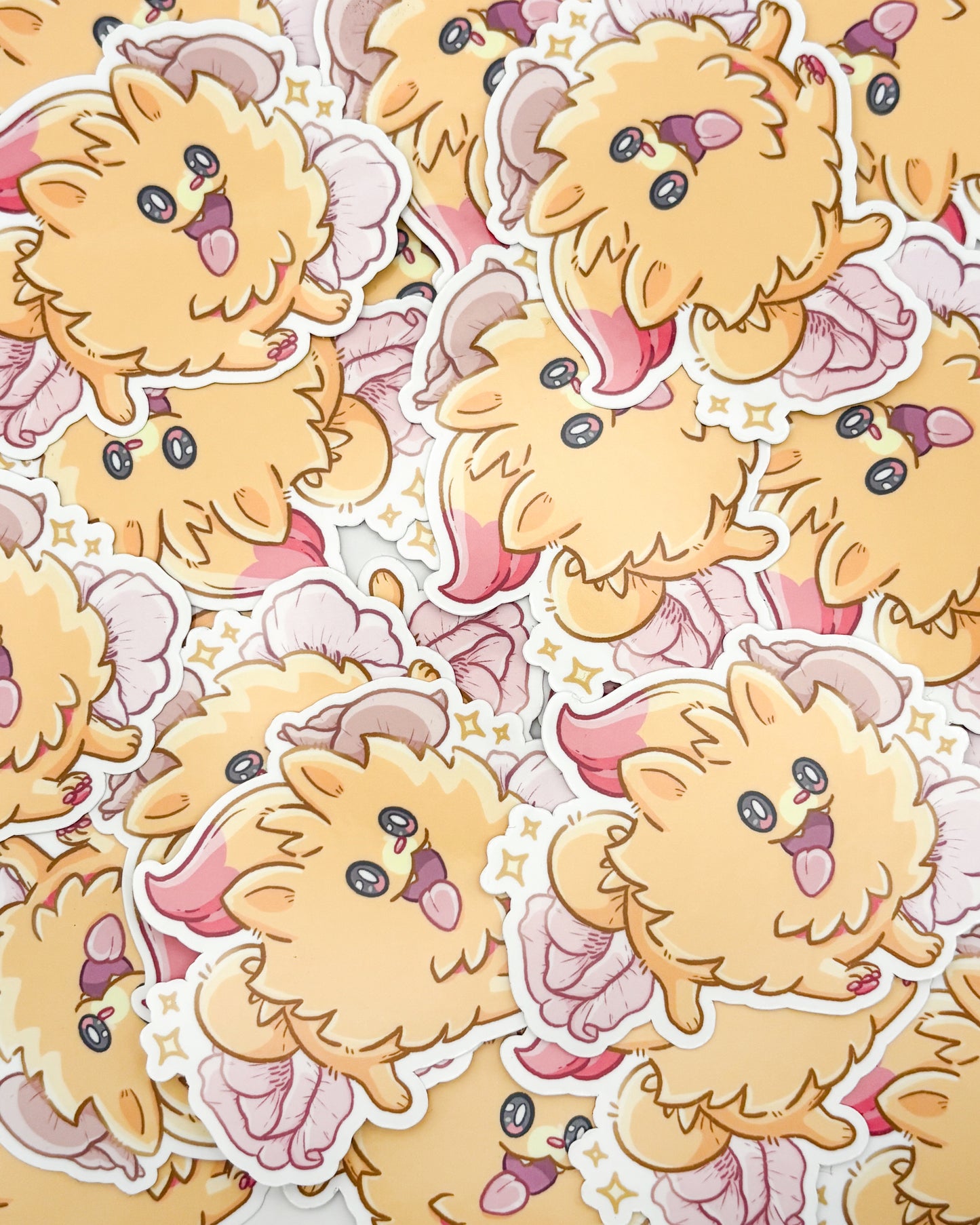 Fire Pomeranian Waterproof Die Cut Sticker