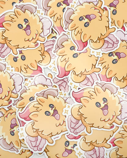 Fire Pomeranian Waterproof Die Cut Sticker