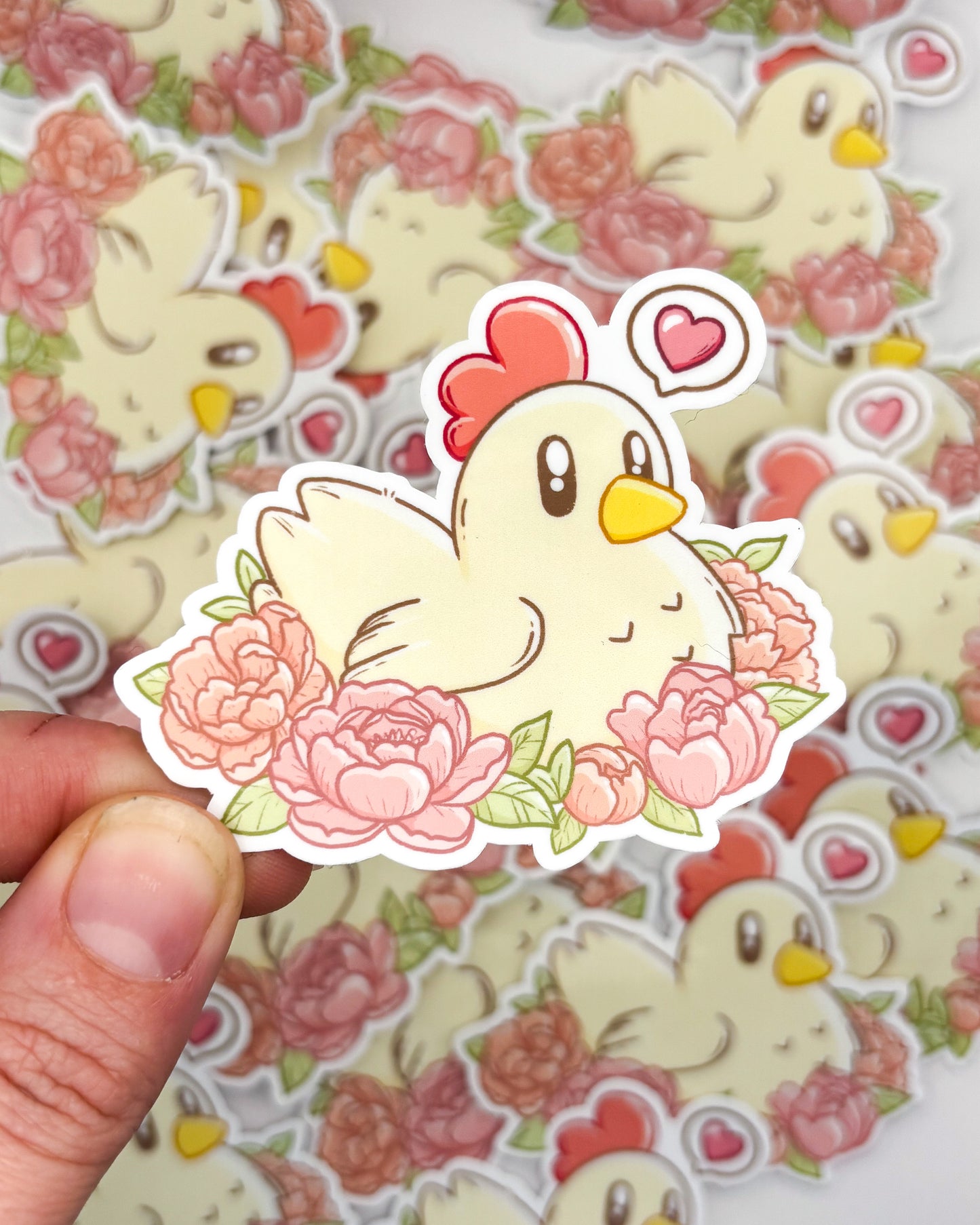 Cozy Farming Chicken Waterproof Die-Cut Sticker