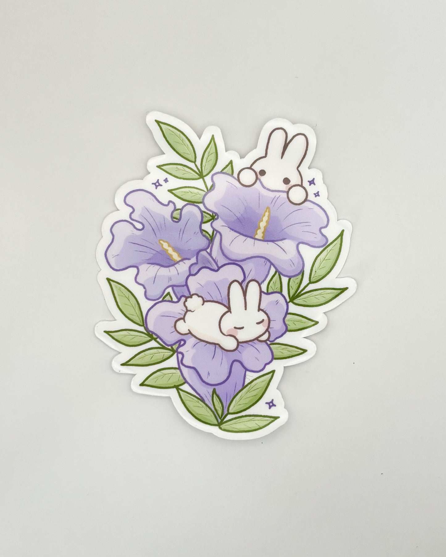 Jacaranda Bunnies Waterproof Die-Cut Sticker