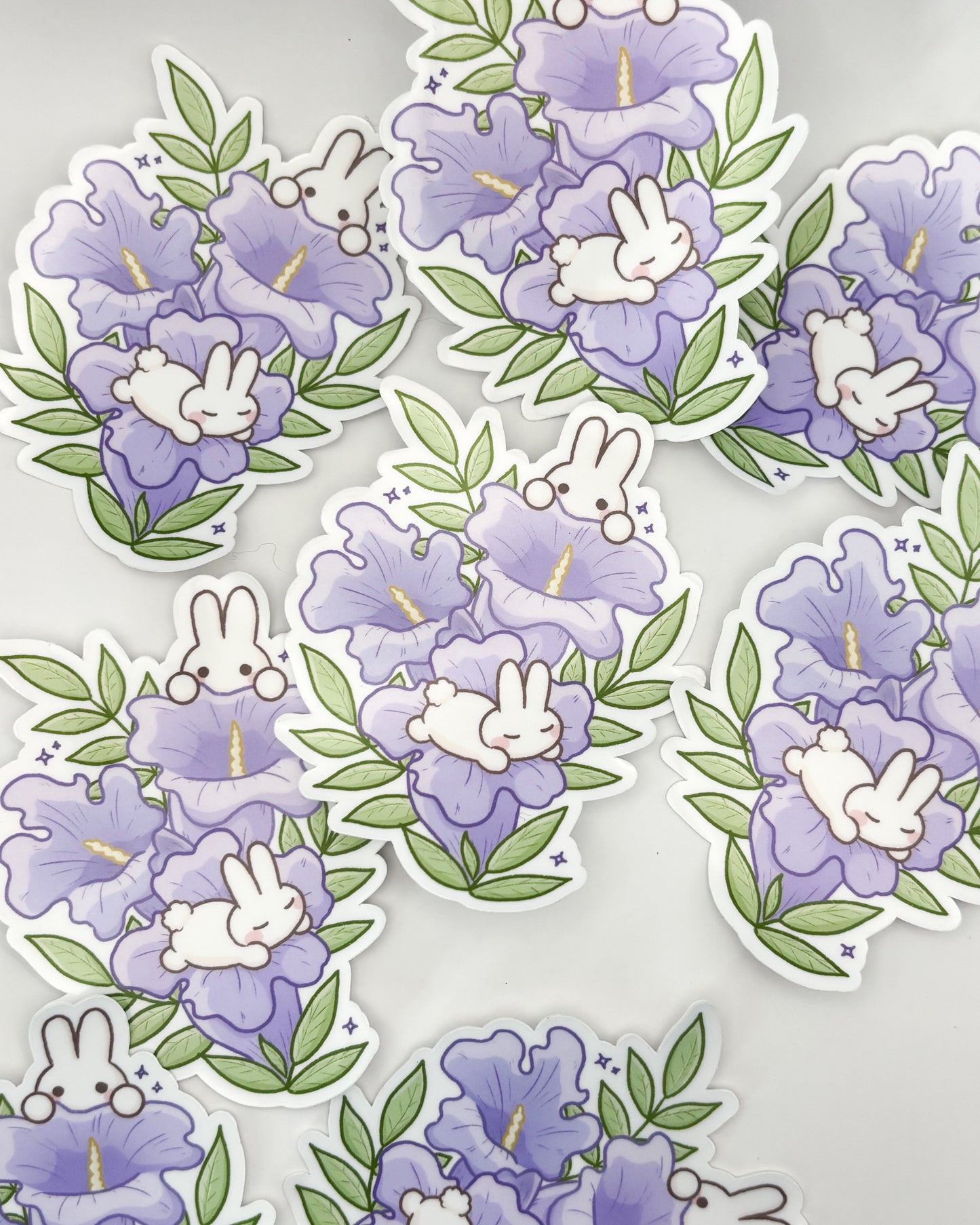 Jacaranda Bunnies Waterproof Die-Cut Sticker