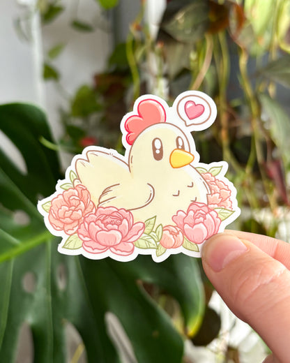 Cozy Farming Chicken Waterproof Die-Cut Sticker