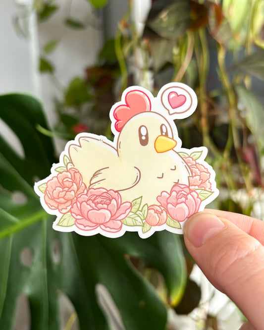 Cozy Farming Chicken Waterproof Die-Cut Sticker