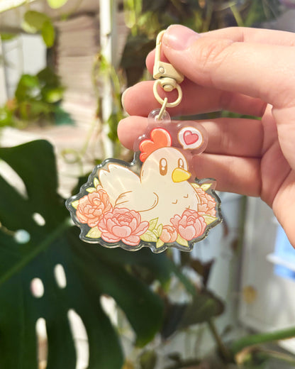 Cozy Farming Chicken Keychain