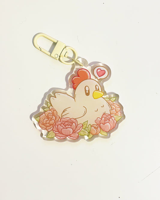 Cozy Farming Chicken Keychain