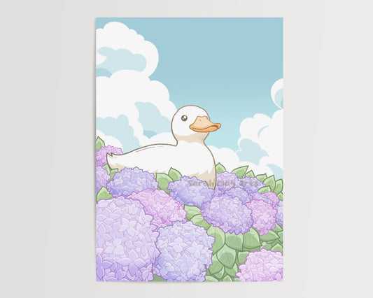 Hydrangea Duck Print